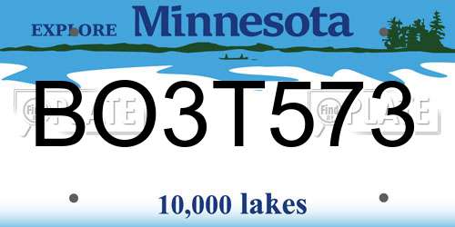 BO3T573 Minnesota License Plate
