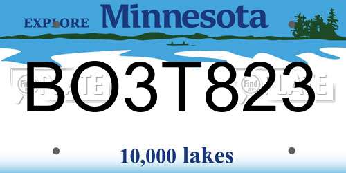 BO3T823 Minnesota License Plate