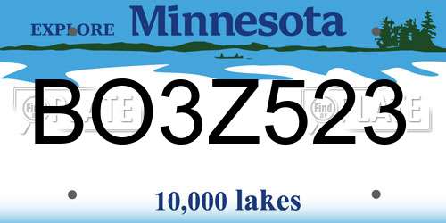 BO3Z523 Minnesota License Plate