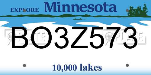 BO3Z573 Minnesota License Plate