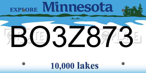 BO3Z873 Minnesota License Plate