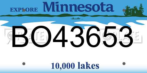 BO43653 Minnesota License Plate