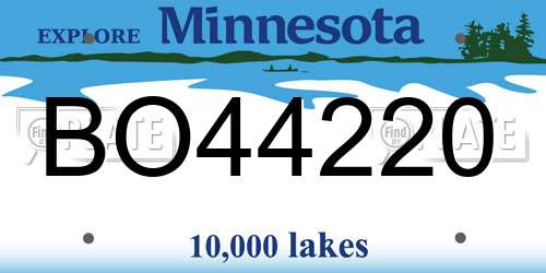 BO44220 Minnesota License Plate