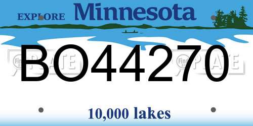 BO44270 Minnesota License Plate