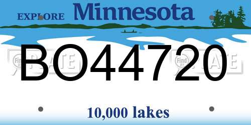 BO44720 Minnesota License Plate