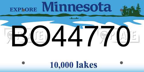 BO44770 Minnesota License Plate