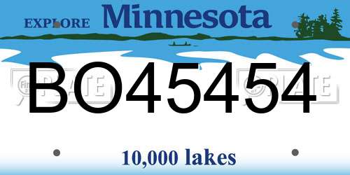 BO45454 Minnesota License Plate
