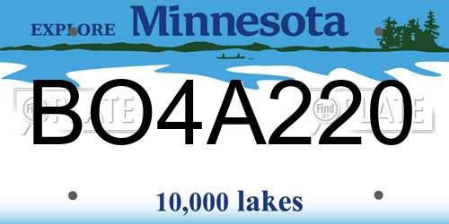 BO4A220 Minnesota License Plate