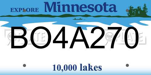 BO4A270 Minnesota License Plate