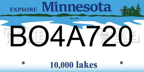 BO4A720 Minnesota License Plate