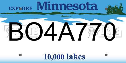 BO4A770 Minnesota License Plate
