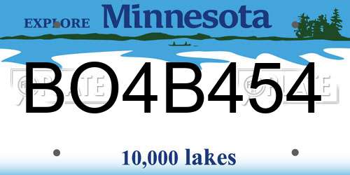 BO4B454 Minnesota License Plate