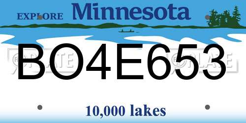 BO4E653 Minnesota License Plate