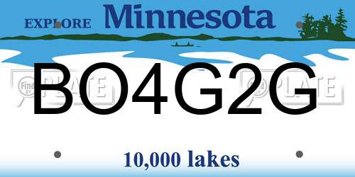 BO4G2G Minnesota License Plate