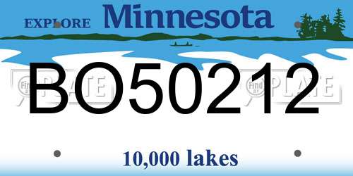 BO50212 Minnesota License Plate