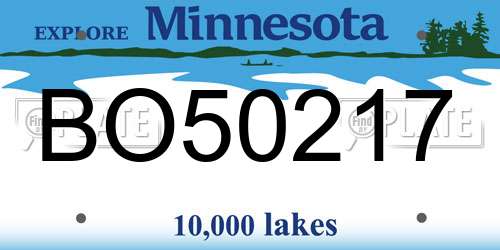 BO50217 Minnesota License Plate