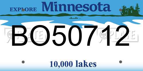BO50712 Minnesota License Plate