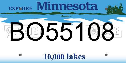 BO55108 Minnesota License Plate