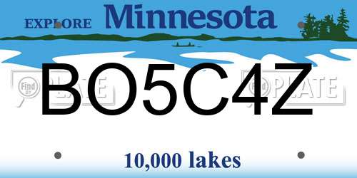 BO5C4Z Minnesota License Plate