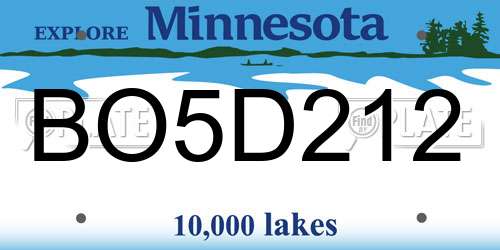 BO5D212 Minnesota License Plate