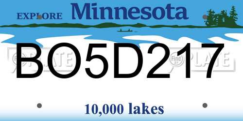 BO5D217 Minnesota License Plate