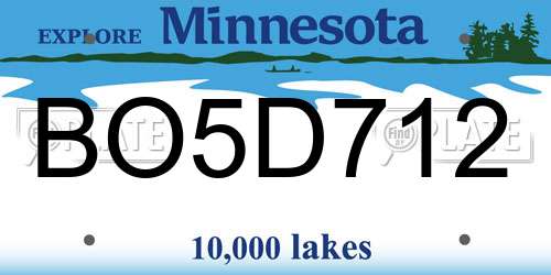 BO5D712 Minnesota License Plate