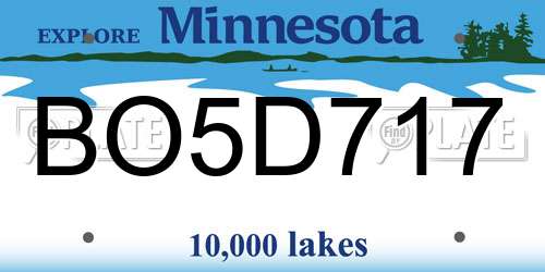 BO5D717 Minnesota License Plate