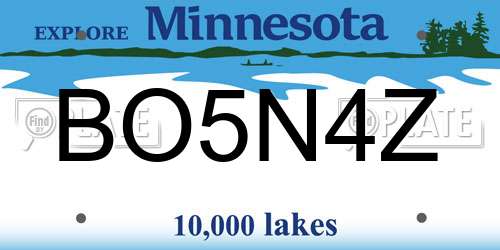 BO5N4Z Minnesota License Plate