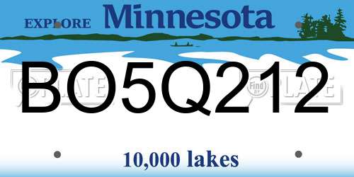 BO5Q212 Minnesota License Plate
