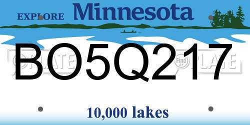 BO5Q217 Minnesota License Plate