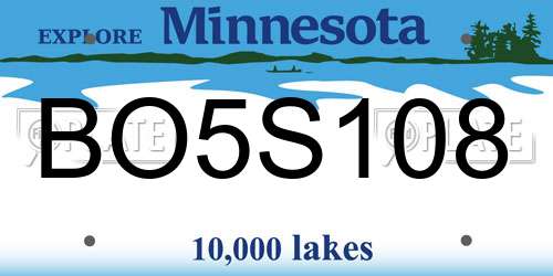 BO5S108 Minnesota License Plate