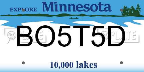 BO5T5D Minnesota License Plate