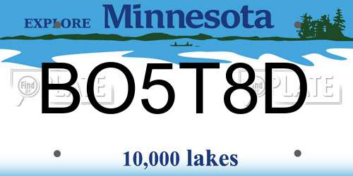 BO5T8D Minnesota License Plate