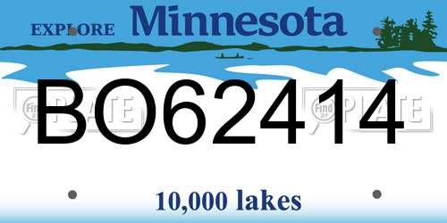 BO62414 Minnesota License Plate