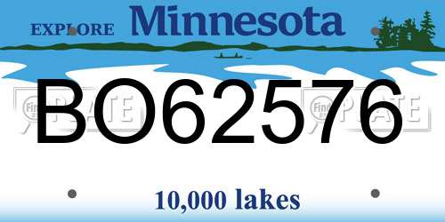 BO62576 Minnesota License Plate
