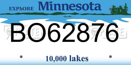 BO62876 Minnesota License Plate