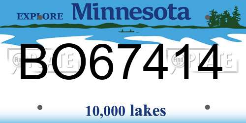 BO67414 Minnesota License Plate