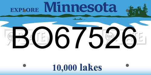 BO67526 Minnesota License Plate