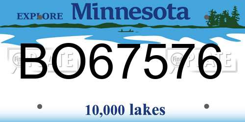 BO67576 Minnesota License Plate