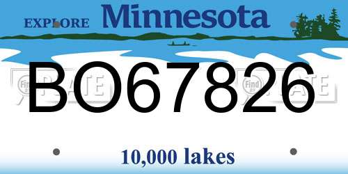 BO67826 Minnesota License Plate