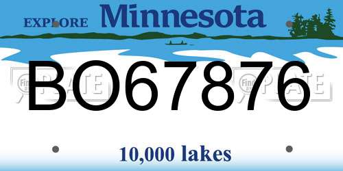BO67876 Minnesota License Plate
