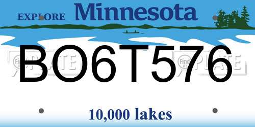 BO6T576 Minnesota License Plate