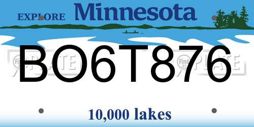 BO6T876 Minnesota License Plate