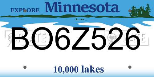 BO6Z526 Minnesota License Plate