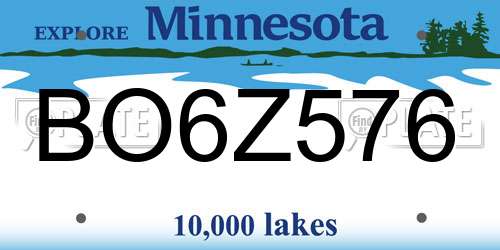 BO6Z576 Minnesota License Plate