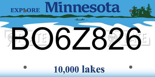 BO6Z826 Minnesota License Plate