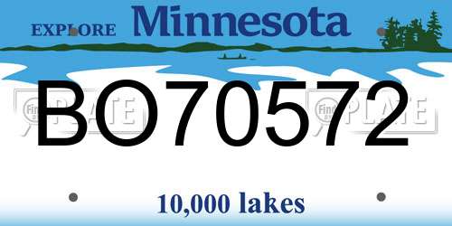BO70572 Minnesota License Plate