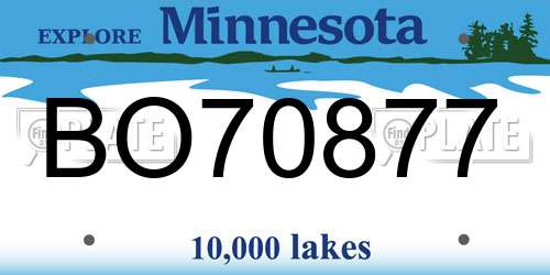 BO70877 Minnesota License Plate