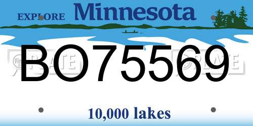 BO75569 Minnesota License Plate