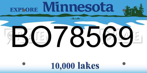 BO78569 Minnesota License Plate